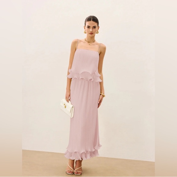 Commense Dresses & Skirts - Commense Blush Pink Pleated Ruffle Maxi Skirt Set